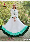 White With Green Border London Dream Reyon 14 kg With Print Long Gown 166